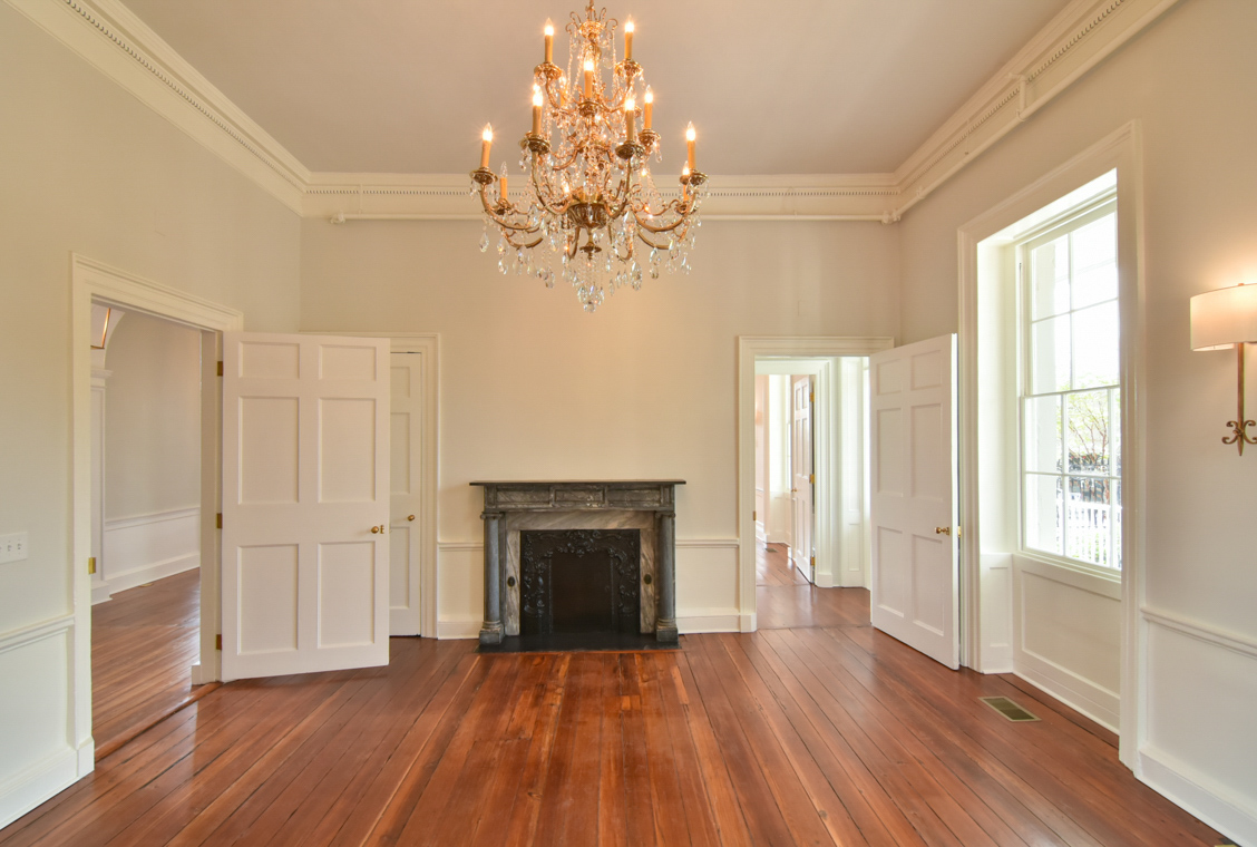 View of one of our inside parlor rooms with fireplace.